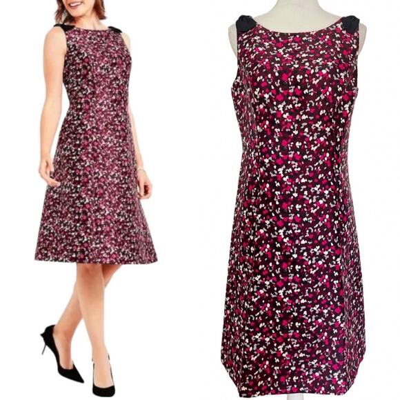 Talbots RSVP Bow Shoulder Confetti Print Fit & Flare Dress  EUC 22W - Picture 2 of 7